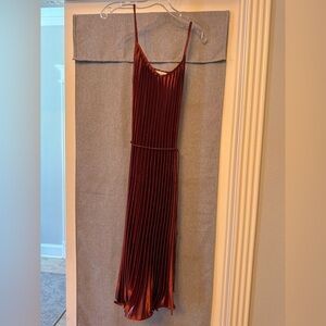 Elegant Rust Pleated Dress